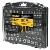 Juego de 81 herramientas mixtas entradas 1/4" pretul